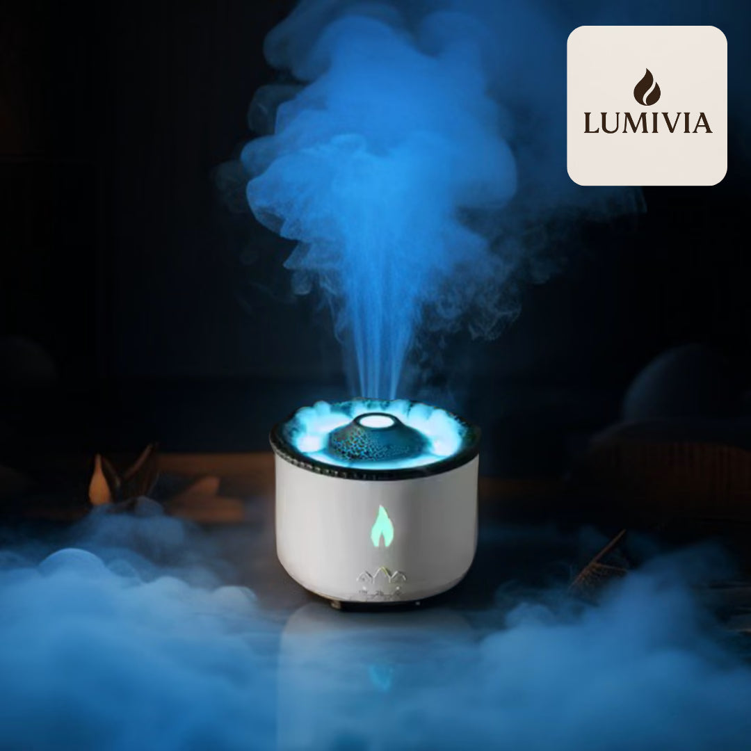 Diffuseur d'Huiles Essentielles LUMIVIA Myst - Design Volcan LED Feu et Glace + Télécommande