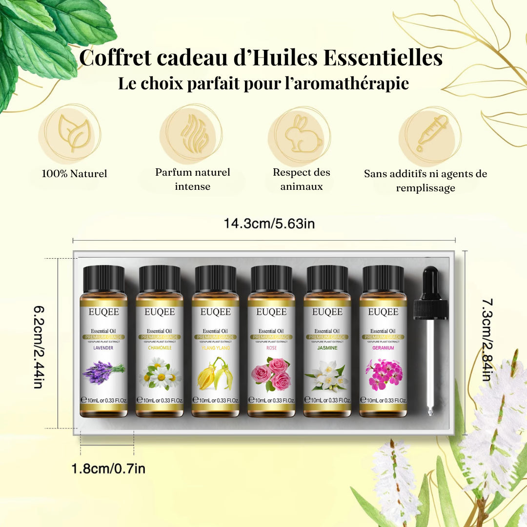 Coffret Huiles Essentielles – Bouquet Floral (6 x 10ml) | Aromathérapie & Bien-être