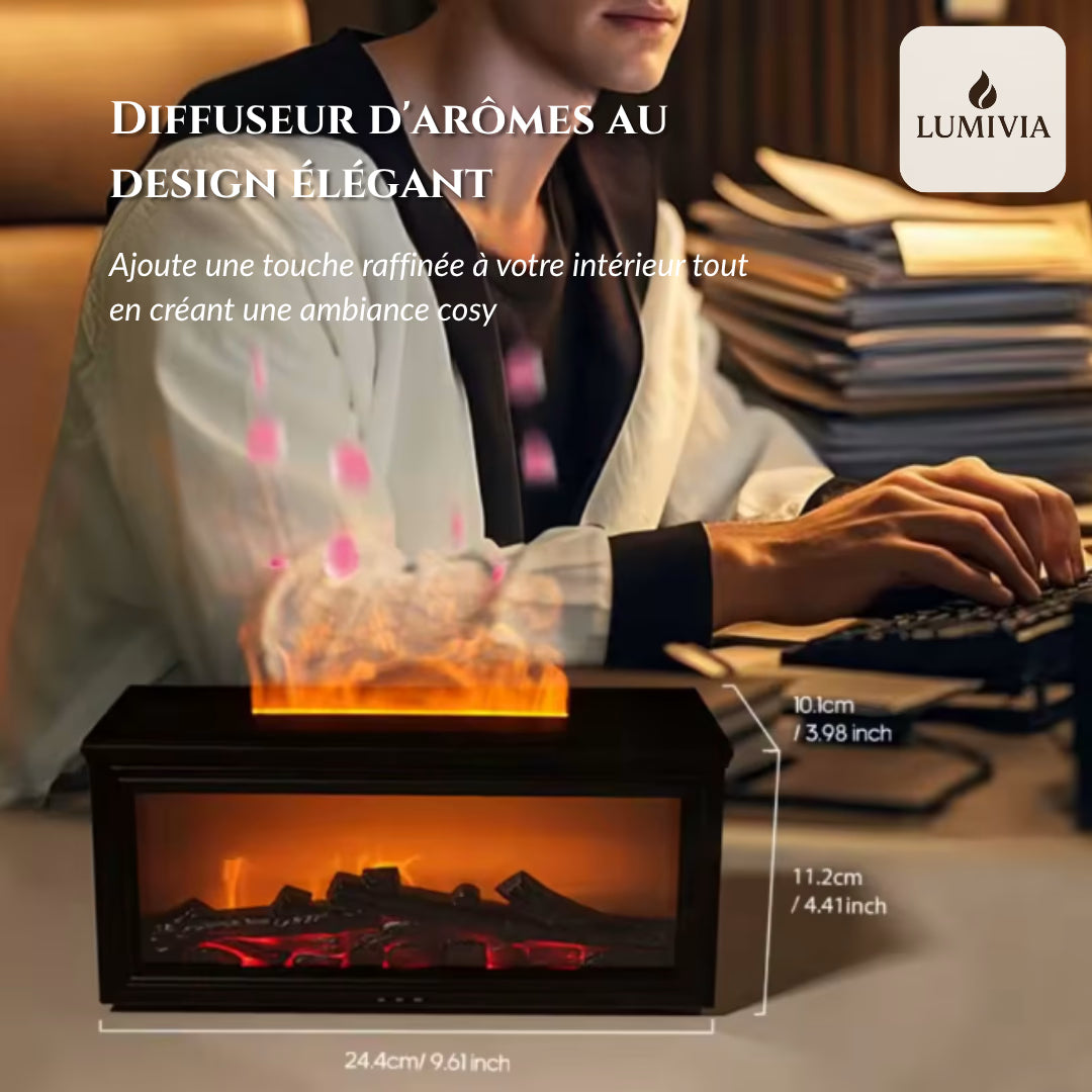 Diffuseur d'Huiles Essentielles LUMIVIA Ignite - Design Cheminée Effet Flamme LED + Télécommande