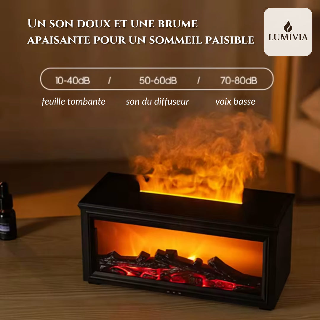 Diffuseur d'Huiles Essentielles LUMIVIA Ignite - Design Cheminée Effet Flamme LED + Télécommande