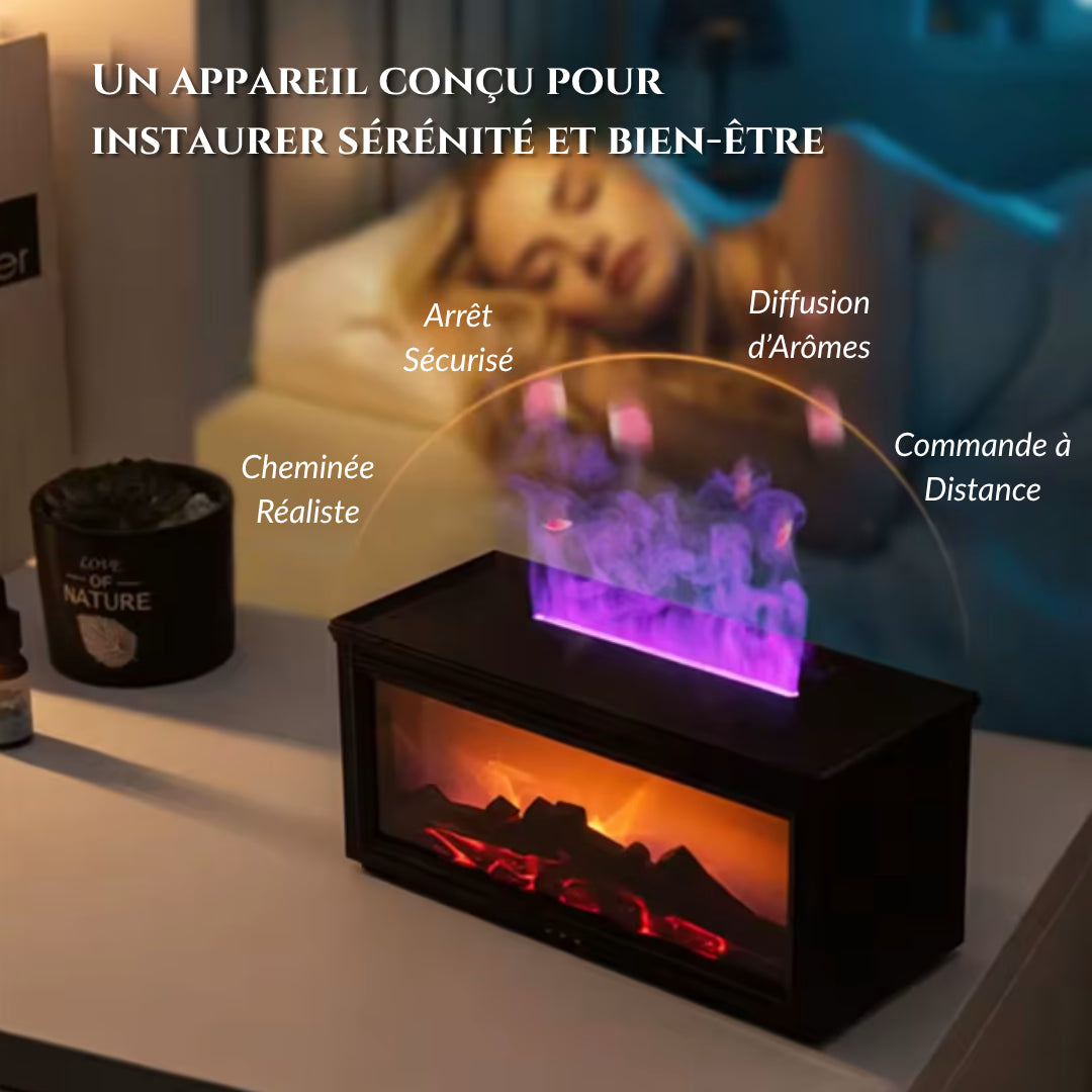 Diffuseur d'Huiles Essentielles LUMIVIA Ignite - Design Cheminée Effet Flamme LED + Télécommande