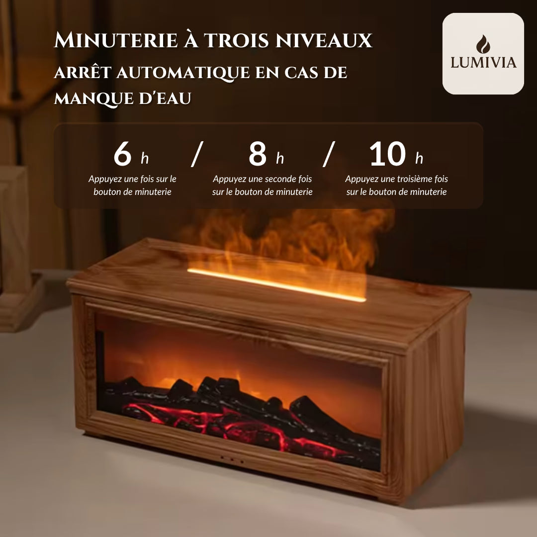 Diffuseur d'Huiles Essentielles LUMIVIA Ignite - Design Cheminée Effet Flamme LED + Télécommande