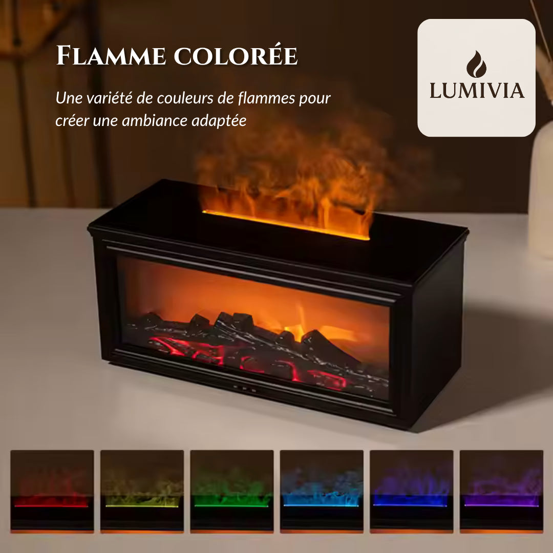 Diffuseur d'Huiles Essentielles LUMIVIA Ignite - Design Cheminée Effet Flamme LED + Télécommande