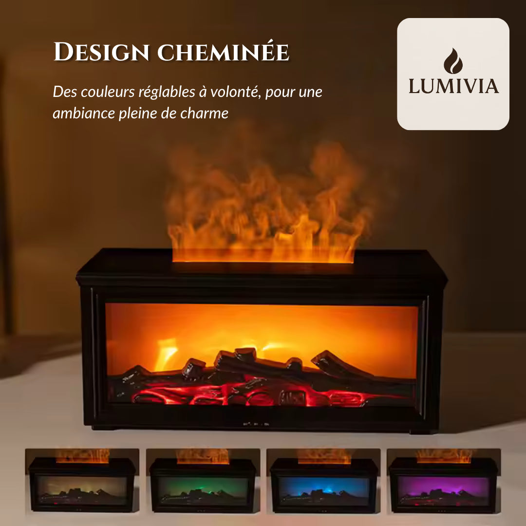 Diffuseur d'Huiles Essentielles LUMIVIA Ignite - Design Cheminée Effet Flamme LED + Télécommande