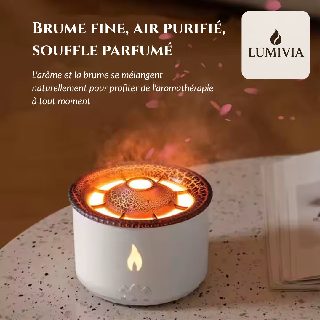 Diffuseur d'Huiles Essentielles LUMIVIA Myst - Design Volcan LED Feu et Glace + Télécommande