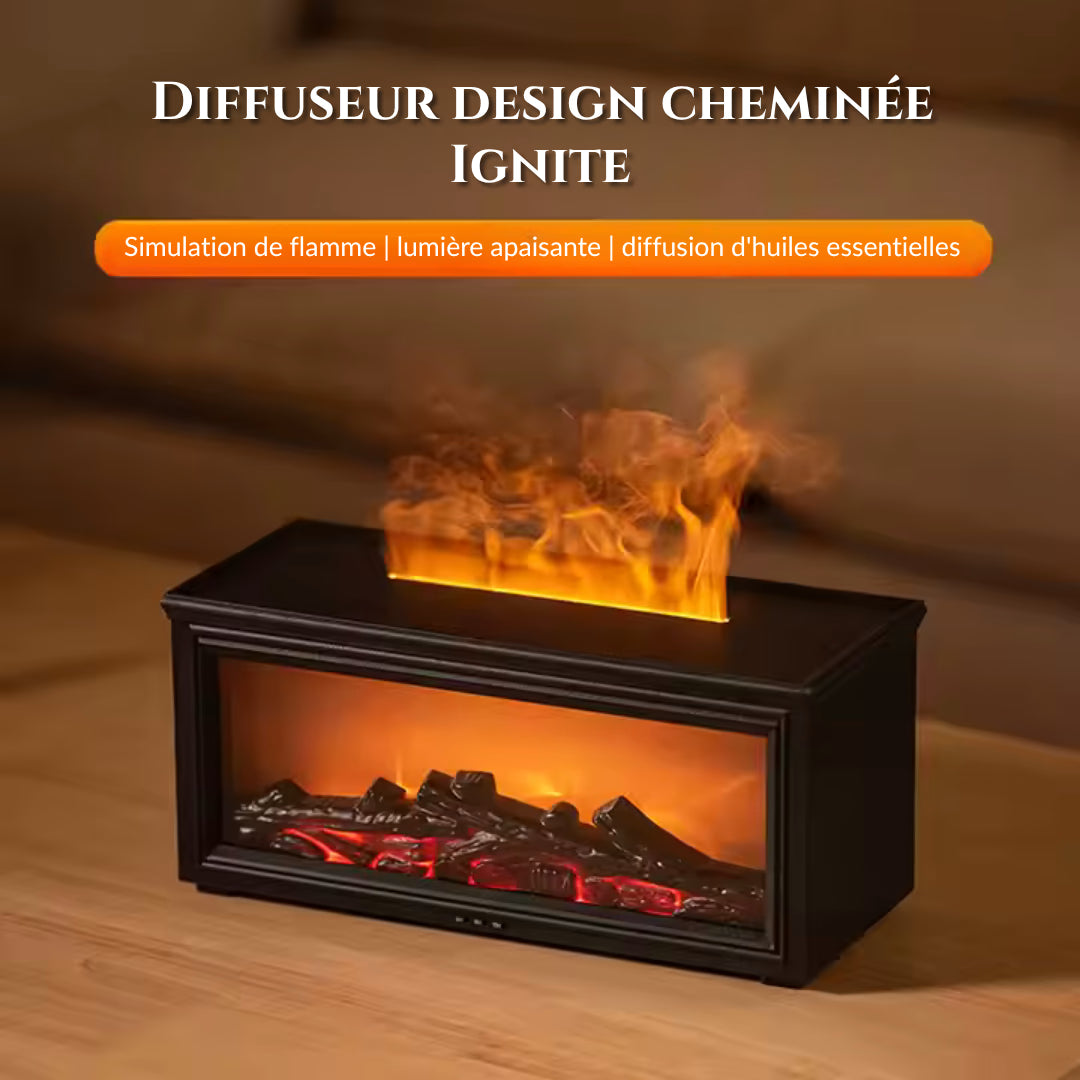 Diffuseur d'Huiles Essentielles LUMIVIA Ignite - Design Cheminée Effet Flamme LED + Télécommande