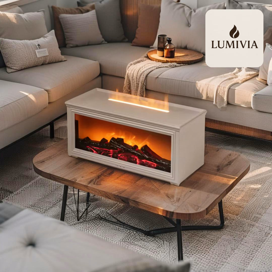 Diffuseur d'Huiles Essentielles LUMIVIA Ignite - Design Cheminée Effet Flamme LED + Télécommande