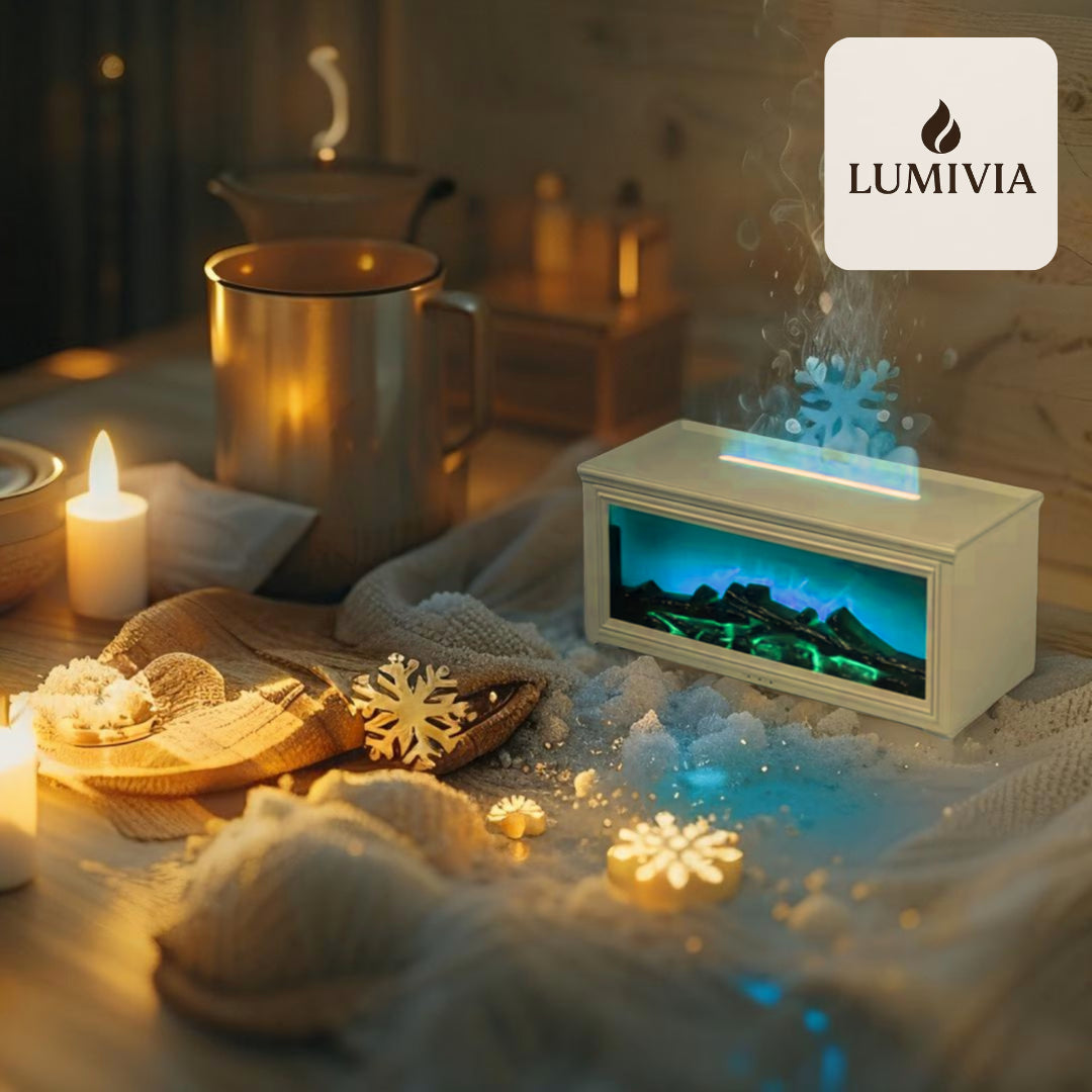 Diffuseur d'Huiles Essentielles LUMIVIA Ignite - Design Cheminée Effet Flamme LED + Télécommande