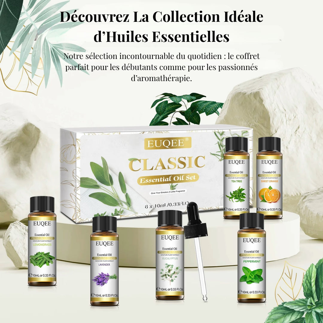 Coffret Huiles Essentielles – Évasion Classique (6 x 10ml) | Aromathérapie & Bien-être