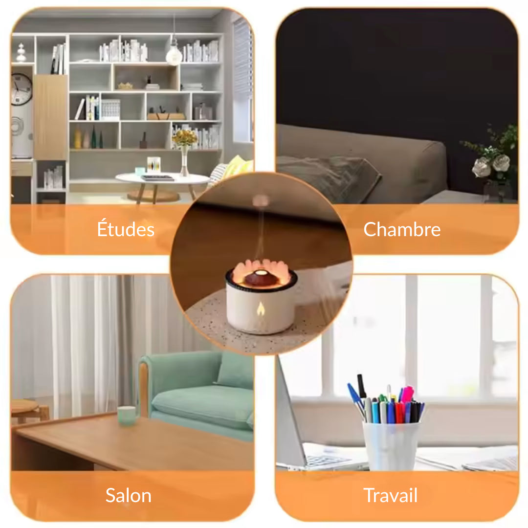 Diffuseur d'Huiles Essentielles LUMIVIA Myst - Design Volcan LED Feu et Glace + Télécommande