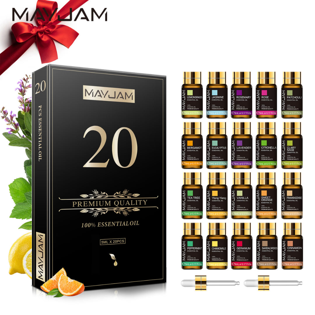 Coffret Huiles Essentielles – Luxe Sensoriel (20 x 5ml) | Aromathérapie & Bien-être