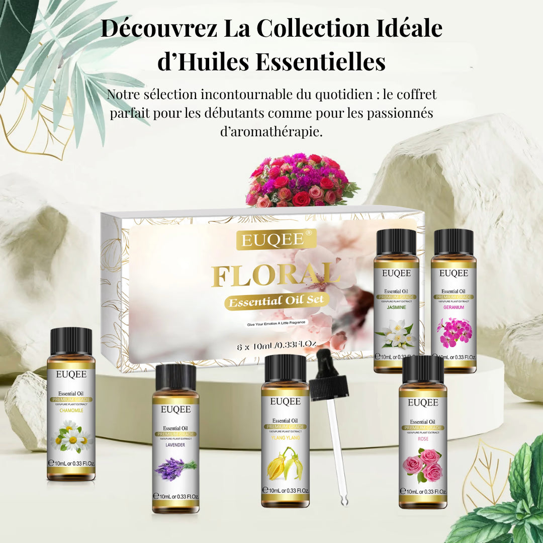 Coffret Huiles Essentielles – Bouquet Floral (6 x 10ml) | Aromathérapie & Bien-être