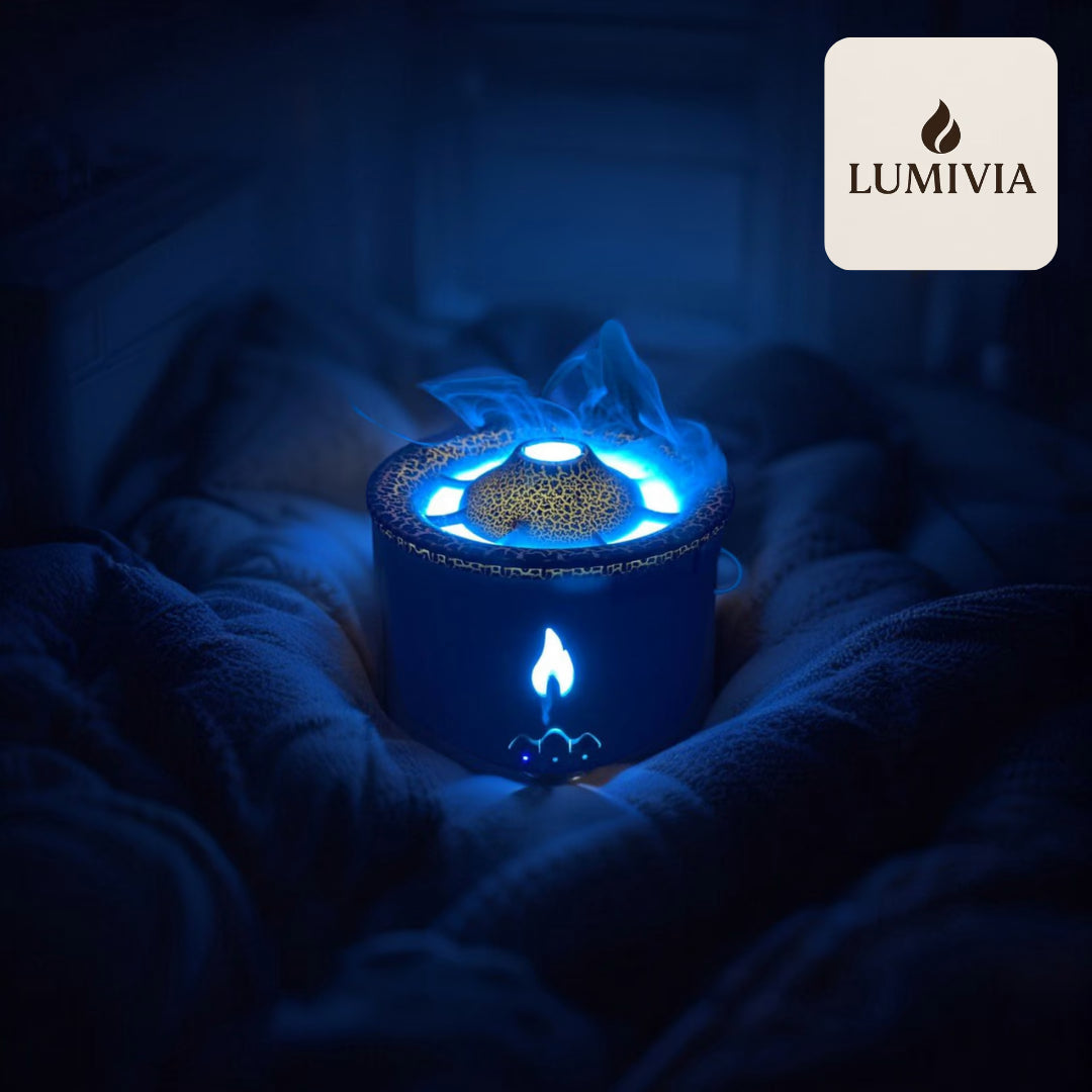 Diffuseur d'Huiles Essentielles LUMIVIA Myst - Design Volcan LED Feu et Glace + Télécommande