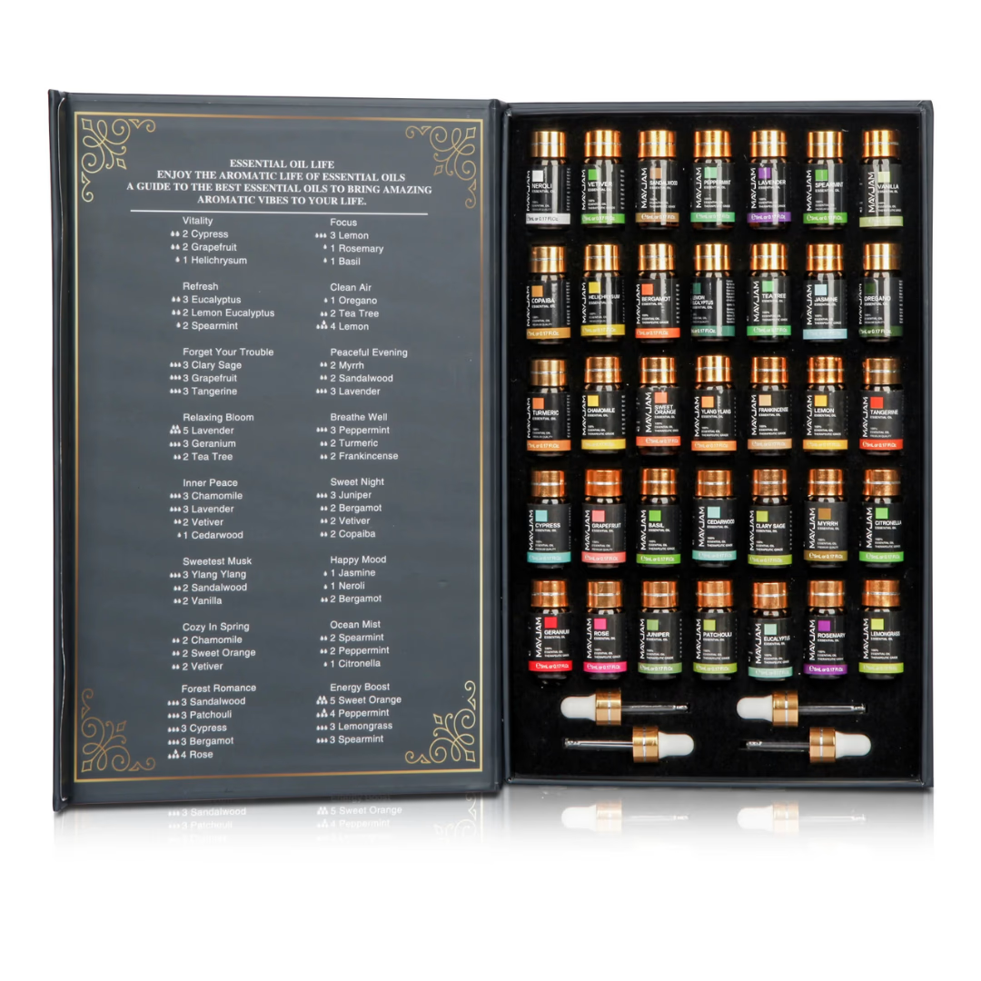 Coffret Huiles Essentielles – Sérénité Royale (35 x 5ml) | Aromathérapie & Bien-être