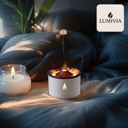 Diffuseur d'Huiles Essentielles LUMIVIA Myst - Design Volcan LED Feu et Glace + Télécommande