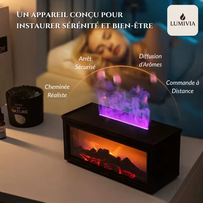Diffuseur d'Huiles Essentielles LUMIVIA Ignite - Design Cheminée Effet Flamme LED + Télécommande
