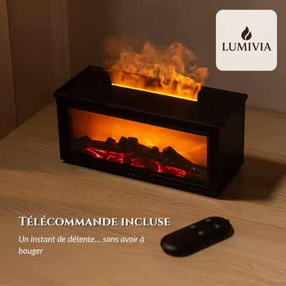 Diffuseur d'Huiles Essentielles LUMIVIA Ignite - Design Cheminée Effet Flamme LED + Télécommande