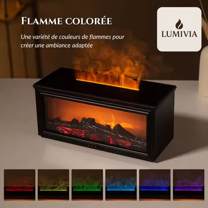 Diffuseur d'Huiles Essentielles LUMIVIA Ignite - Design Cheminée Effet Flamme LED + Télécommande