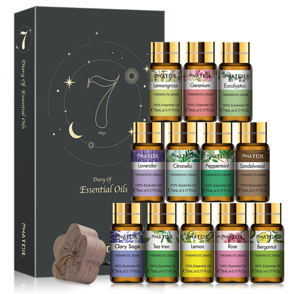 Coffret Huiles Essentielles – Élégance Sensorielle (12 x 5ml) | Aromathérapie & Bien-être