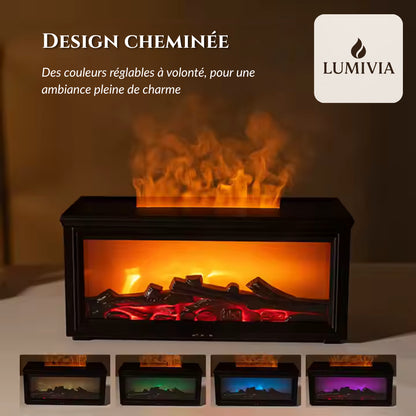 Diffuseur d'Huiles Essentielles LUMIVIA Ignite - Design Cheminée Effet Flamme LED + Télécommande
