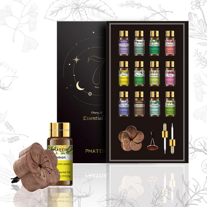 Coffret Huiles Essentielles – Élégance Sensorielle (12 x 5ml) | Aromathérapie & Bien-être
