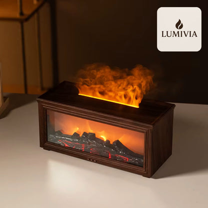 Diffuseur d'Huiles Essentielles LUMIVIA Ignite - Design Cheminée Effet Flamme LED + Télécommande
