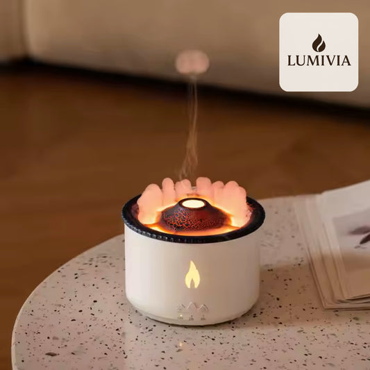 Diffuseur d'Huiles Essentielles LUMIVIA Myst - Design Volcan LED Feu et Glace + Télécommande