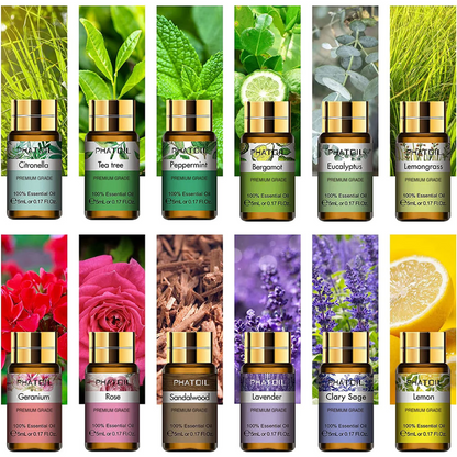 Coffret Huiles Essentielles – Élégance Sensorielle (12 x 5ml) | Aromathérapie & Bien-être