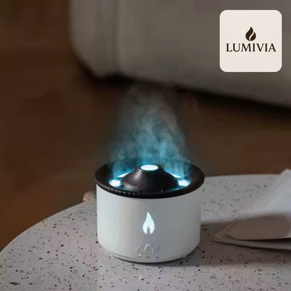 Diffuseur d'Huiles Essentielles LUMIVIA Myst - Design Volcan LED Feu et Glace + Télécommande