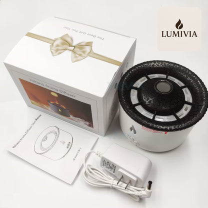 Diffuseur d'Huiles Essentielles LUMIVIA Myst - Design Volcan LED Feu et Glace + Télécommande