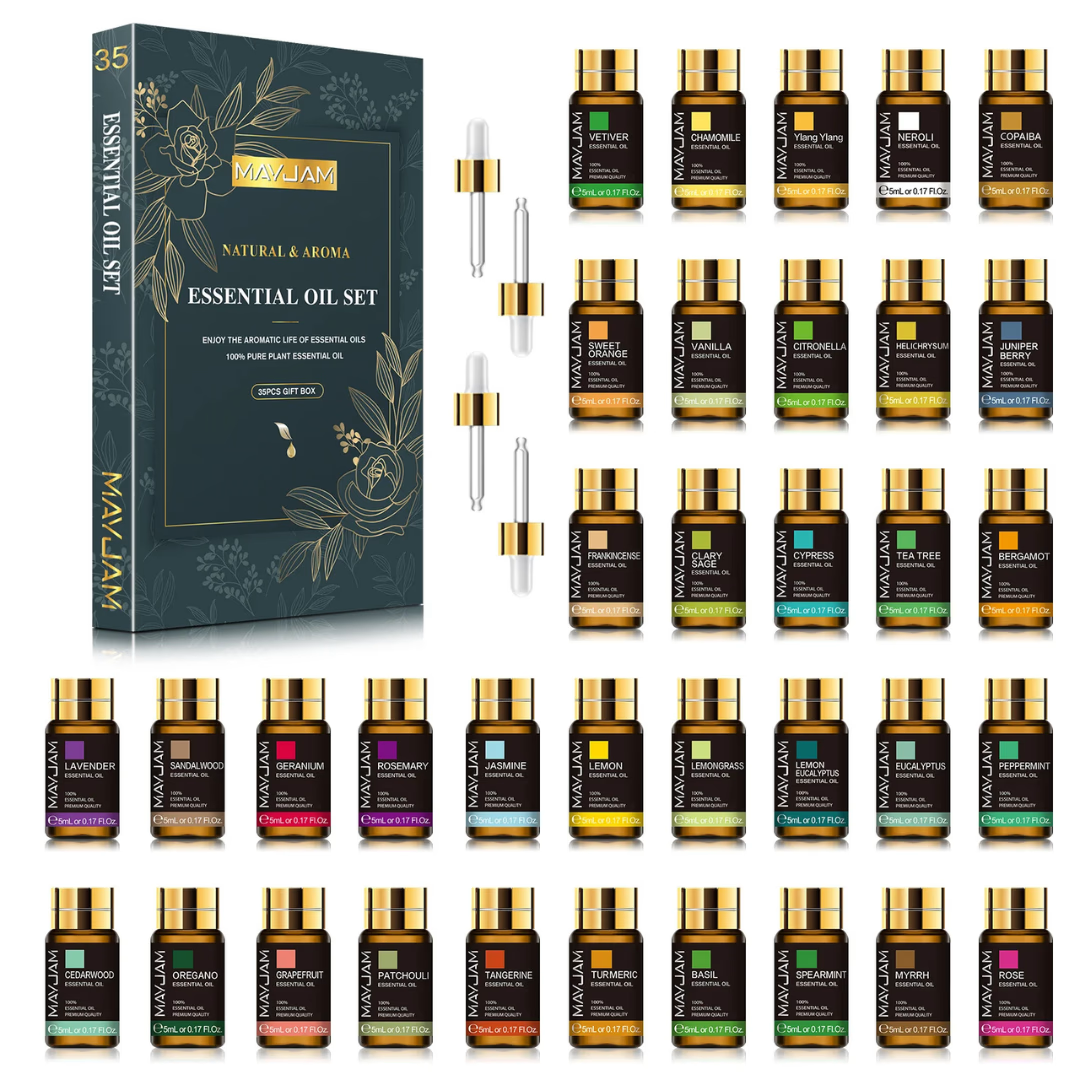 Coffret Huiles Essentielles – Sérénité Royale (35 x 5ml) | Aromathérapie & Bien-être